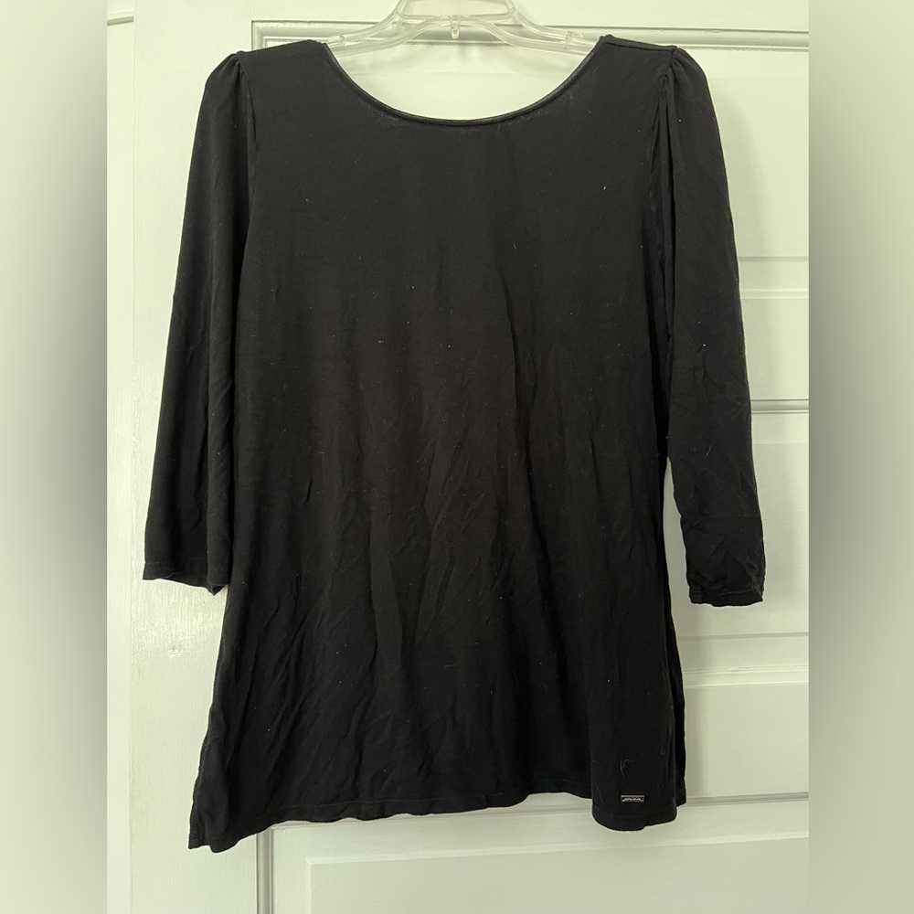 White House Black Market 3/4 Sleeve Black top. Size XL